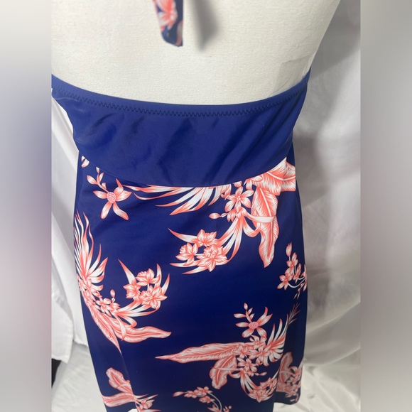 Blue and Pink ruffle babydoll halter tie tankini swim top size 4X - Picture 5 of 11